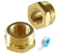 Lyeteung 2 Pezzi Nippli Riduttori in Ottone da G1/2 a G1/4, Riduttore di Riduzione In Ottone Filettatura, Adattatore per Tubo Esagonale in Ottone Convertitore con Nastro Idraulico, per Tubo