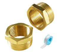 Lyeteung 2 Pezzi Nippli Riduttori in Ottone da G3/4 a G1/2, Riduttore di Riduzione In Ottone Filettatura, Adattatore per Tubo Esagonale in Ottone Convertitore con Nastro Idraulico, per Tubo