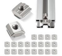 Lyeteung 20 Pezzi 30 Serie M6 Dadi a T, Dado Scorrevole con Scanalatura a T, Dado Con Testa a Martello Con Scanalatura a T, per Fessura da 8 mm 3030 3060 6060 Profilati in Alluminio Estruso