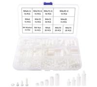 Lyeteung 280 Pezzi M4 Maschio Femmina in Nylon Spacer Standoff Vite Dado Assortimento Kit, Distanziatori Esagonali in Nylon, per Scheda Madre PCB, Bianco