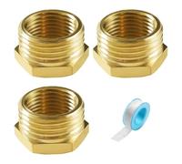 Lyeteung 3 Pezzi Nippli Riduttori in Ottone da G1/2 a G3/8, Riduttore di Riduzione In Ottone Filettatura, Adattatore per Tubo Esagonale in Ottone Convertitore con Nastro Idraulico, per Tubo