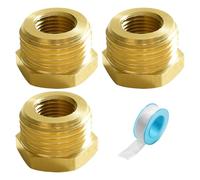 Lyeteung 3 Pezzi Nippli Riduttori in Ottone da G3/8 a G1/8, Riduttore di Riduzione In Ottone Filettatura, Adattatore per Tubo Esagonale in Ottone Convertitore con Nastro Idraulico, per Tubo