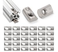 Lyeteung 30 Pezzi 20 Serie M5 Dadi a Molla T, Dadi a Molla a T Roll-in, Dadi con Sfera Scorrevoli, per Fessura da 6 mm 2020 2040 2060 2080 Profilati in Alluminio Estruso