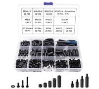 Lyeteung 300 Pezzi M3 Maschio Femmina in Nylon Spacer Standoff Vite Dado Assortimento Kit, Distanziatori Esagonali in Nylon, con Cacciavite, per Scheda Madre PCB, Nero