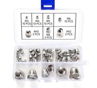 Lyeteung 46 Pezzi M3/M4/M5/M6/M8/M10/M12 Dado Cieco a Calotta in Acciaio Inox, Dadi per Cappello, Dadi a Cupola Kit, per Viti, Bulloni