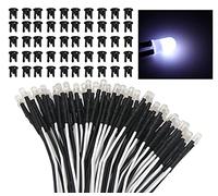 Lyeteung 50 Pezzi 3mm 12V Diodo ad Emissione Luminosa LED, Bianco, Luce a Diodi LED Precablata 20cm Colorate Diffuse + 50 Pezzi 3mm Supporto in Plastica del Diodo