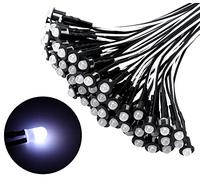 Lyeteung 50 Pezzi 5mm 12V Diodo ad Emissione Luminosa LED, Bianco, Luce a Diodi LED Precablata 20cm Colorate Diffuse + 50 Pezzi 5mm Supporto in Plastica del Diodo