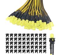 Lyeteung 50 Pezzi 5mm 12V Diodo ad Emissione Luminosa LED, Giallo, Luce a Diodi LED Precablata 20cm Colorate Diffuse + 50 Pezzi 5mm Supporto in Plastica del Diodo