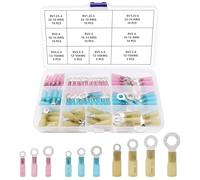 Lyeteung 80 Pezzi Set Connettori Termorestringenti a Anello, Terminali Crimpare Auto Nautica, Isolati Capicorda Elettrici Crimp, 22-10 AWG