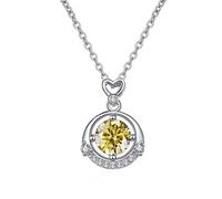 LYFHJD Accessori Donne del Cuore, 1ct D Colore Collana a Sospensione moissanita, collane di Diamanti a Corona Rosa/Blu/Giallo, Gioielli per Moglie Mamma