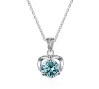 LYFHJD Accessori Heart for Women, 1ct Diamond Necklace, D Color Blue Green Rosa Rosa Collane a Sospensione, Gioielli S