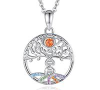LYFHJD Collana a Sospensione dell'albero Vita 5 Cristalli di Colore Gioielli Raffinati per Il Dono della Madre Fatta in Cina