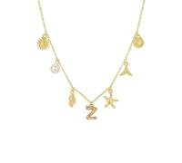 LYFHJD Collana con Lettera di Fascino di Conchiglie Bohémien alla con Elegante Pendente in Oro per l'uso Quotidiano di Donne alla