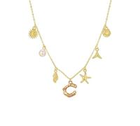 LYFHJD Collana con Lettera di Fascino di Conchiglie Bohémien alla con Elegante Pendente in Oro per l'uso Quotidiano di Donne alla