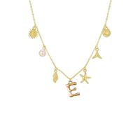 LYFHJD Collana con Lettera di Fascino di Conchiglie Bohémien alla con Elegante Pendente in Oro per l'uso Quotidiano di Donne alla
