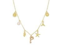 LYFHJD Collana con Lettera di Fascino di Conchiglie Bohémien alla con Elegante Pendente in Oro per l'uso Quotidiano di Donne alla