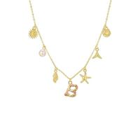 LYFHJD Collana con Lettera di Fascino di Conchiglie Bohémien alla con Elegante Pendente in Oro per l'uso Quotidiano di Donne alla