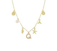 LYFHJD Collana con Lettera di Fascino di Conchiglie Bohémien alla con Elegante Pendente in Oro per l'uso Quotidiano di Donne alla