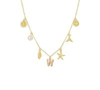 LYFHJD Collana con Lettera di Fascino di Conchiglie Bohémien alla con Elegante Pendente in Oro per l'uso Quotidiano di Donne alla