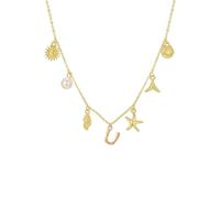 LYFHJD Collana con Lettera di Fascino di Conchiglie Bohémien alla con Elegante Pendente in Oro per l'uso Quotidiano di Donne alla