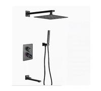 LYFHJD Docce da bagno Set doccia digitale in bronzo e ottone per montaggio a parete, set doccia con rubinetto a parete, soffione a pioggia grigio bagno (tre vie 8