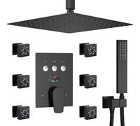 LYFHJD Doccia a manoSistema doccia completo del corpo Set di rubinetto doccia multifunzionale a soffitto da 12 "con valvola di visualizzazione della temperatura doccia a mano soffione doccia