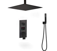 LYFHJD Doccia da Bagno a Soffitto 3 Funzioni rubinetti Doccia Digitale Nero Set Doccia Ultra-diminuita Ultra-dico a 2 vie mixer digital signage Tap Doccia