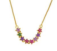 LYFHJD Evil Necklaces Rainbow Zirconia Greek Eye Sweater Necklace For Woman 24k Gold Jewelry Cz