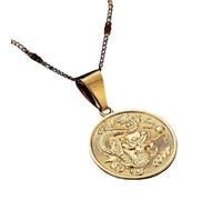 LYFHJD novità per la 2025 alla delle Donne Color Oro Collana con Ciondolo Drago Cinese Trendy Rotondo Animale Fascino Gioielli Accessori Regalo Creativo