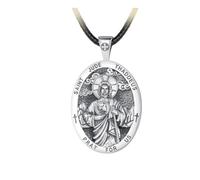 LYFHJD Nuovo per la 2025 Argento Sterling 925 Collana di San Giuda Taddeo per Uomo Donna Santo patrono delle Cause perdute Ciondolo Gioielli cristiani Regalo Gioielli Accessori Regalo Creativo