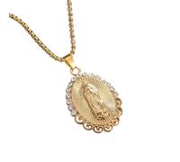 LYFHJD Nuovo per la 2025 Squisito zircone cattolico Nostra Signora di Guadalupe Statua Ciondolo Vergine Maria Collana Uomo e Donna Amuleto Gioielli Accessori Regalo Creativo