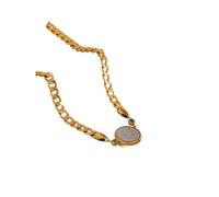 LYFHJD Nuovo per Trendy 2025 Vintage Maya Ritratto Ciondolo Tondo Collana in Acciaio Inossidabile Placcato Oro 18 carati Catena Impermeabile Gioielli con ciondoli Gioielli da Donna Accessori Regalo