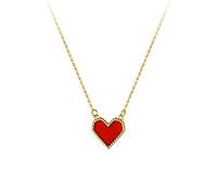 LYFHJD Real Romantic Red Heart Clavicle Necklace For Women Birthday Gift Jewelry