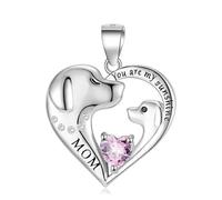 LYFHJD Sterling Silver You Are My Sunshine Mom Heart Dog Necklace Chain 12 Birthstone For Women Jewelry