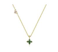 LYFHJD Tiny Long Thin Necklace Women Green Lucky Four Leaves Pendant Choker For Girl Friendship Best Friend