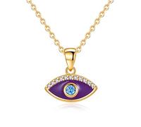 LYFHJD Turkish Evil Crystal Lucky Heart Eye Pendant Necklace Choker Lady Charm Jewelry
