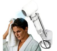 LYFHYSDSP Porta Phon da Parete a Mani Libere, Reggi Phon for Asciugacapelli Autoadesivo, Angolo e Altezza Regolabili, con Organizer for Cavi, Adatto for Luso in Bagno