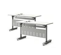 LYFHYSDSP Tavolo da Conferenza Pieghevole 2 Pezzi, Scrivania Modulare Mobile con Rotelle Bloccabili, Pannello Privacy e Ripiano Portaoggetti, Design Salvaspazio(Gray,120x40cm/47x16in)