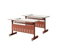 LYFHYSDSP Tavolo da Conferenza Pieghevole 2 Pezzi, Scrivania Modulare Mobile con Rotelle Bloccabili, Pannello Privacy e Ripiano Portaoggetti, Design Salvaspazio(Brown,160x40cm/63x16in)