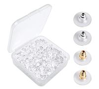 lyfLux 1000 pezzi in silicone trasparente posteriore per orecchini con frizione e 200 pezzi per orecchini con frizione a proiettile (oro e argento)