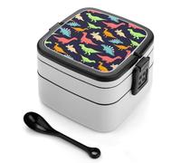 Lyfthologen Bento Box, contenitore per il pranzo con dinosauro mostro, scatole per alimenti a 2 strati con manico