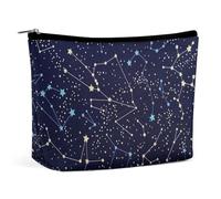 Lyfthologen Borsa cosmetica, borsa per trucco fragola, borsa da toilette portatile con cerniera per uso quotidiano, viaggio, Bagliore nel buio costellazioni mezzanotte, One Size