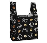 Lyfthologen Borsa della spesa pieghevole, marrone testa di lupo, borsa della spesa riutilizzabile, borsa tote lavabile per l'uso quotidiano, borse da viaggio, Impronte di Zampe di Cane., Taglia unica