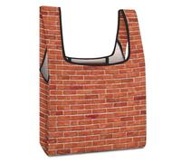 Lyfthologen Borsa per la spesa pieghevole, borsa riutilizzabile per la spesa con pastore tedesco, borsa da viaggio lavabile per uso quotidiano, Struttura del muro di mattoni rossi, Taglia unica