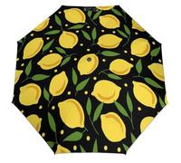 Lyfthologen Ombrello pieghevole, caleidoscopio psichedelico, ombrello da viaggio con apertura e chiusura automatica, antivento, impermeabile, Cartoon Lemon, One size