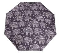 Lyfthologen Ombrello pieghevole, Parigi Torre Eiffel, ombrello da viaggio, apertura e chiusura automatica per antivento, impermeabile, Cartoon Cute Elephant, One size