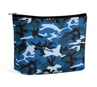 Lyfthologen Trousse per cosmetici, orche assassine, borsa per il trucco, borsa da toilette portatile con cerniera per uso quotidiano, viaggio, Blu mimetico, One Size