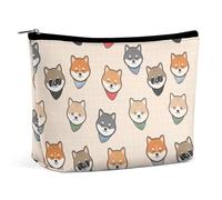 Lyfthologen Trousse per cosmetici, viola mandala, borsa da toilette portatile con cerniera per uso quotidiano, viaggio, Shiba Inu Dog Pattern, One Size