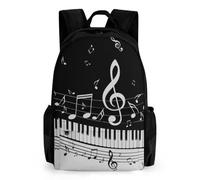 Lyfthologen Zaino con tasche per escursioni, campeggio, viaggi, motivo: funghi, Note chiave per pianoforte, 42x30.5cm