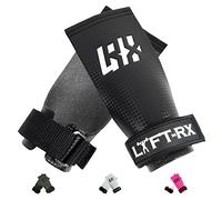 LYFTRX Hand Grips Fibra Carbono - Paracalli Cross Training, Gimnastica, Sollevamento Pesi, Lifting, Barra, Pull Up, Guanti Palestra, Fingerless Fit Palm Grip, No Hole Weight Lift Glove, Black L